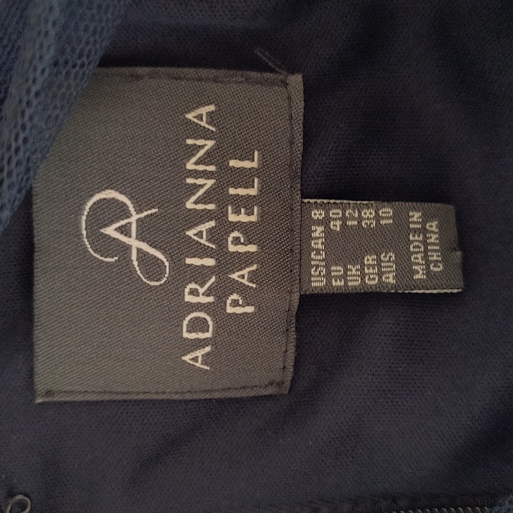 Adrianna Papell Navy Blue Sleeveless Embellished Mesh Ruched bodycon dress SZ 8 - Picture 2 of 15